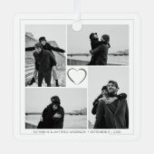 4 Fotocollage Bruiloft Jubileum Naam & Datum Metalen Ornament (Voorkant)