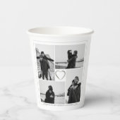 4 Fotocollage Bruiloft Jubileum Naam & Datum Papieren Bekers (Achterkant)