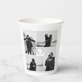 4 Fotocollage Bruiloft Jubileum Naam & Datum Papieren Bekers