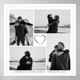 4 Fotocollage Bruiloft Jubileum Naam & Datum Poster