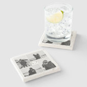 4 Fotocollage Bruiloft Jubileum Naam & Datum Stenen Onderzetter (Zijkant)