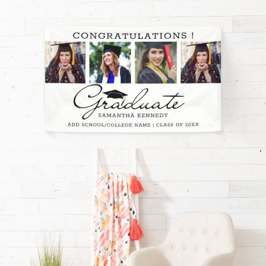 4 Fotocollage Congrats Afstuderen 2025 Afstuderen Spandoek (Insitu)