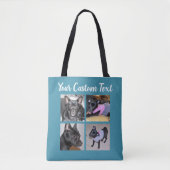 4 Fotocollage | Dog Blue Canvas tas (Voorkant)