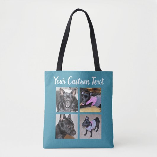 4 Fotocollage | Dog Blue Canvas tas (Voorkant)