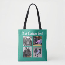 4 Fotocollage | Dog Green Canvas tas