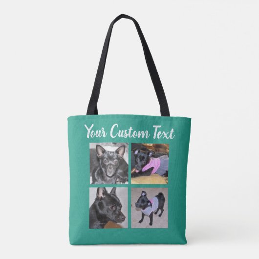 4 Fotocollage | Dog Green Canvas tas (Achterkant)