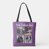 4 Fotocollage | Dog Paarse Canvas tas (Achterkant)