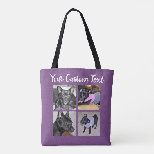 4 Fotocollage | Dog Paarse Canvas tas (Achterkant)