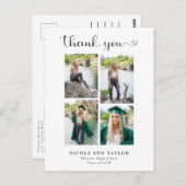 4 Fotocollage Elegant Afstuderen Dank u Briefkaart (Voorkant / Achterkant)