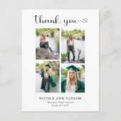 4 Fotocollage Elegant Afstuderen Dank u Briefkaart (Voorkant)