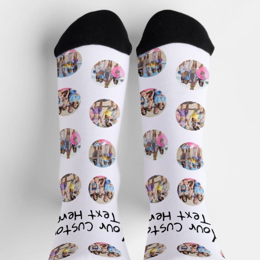 4 Fotocollage en aangepaste tekst gepersonaliseerd Sokken (Top)