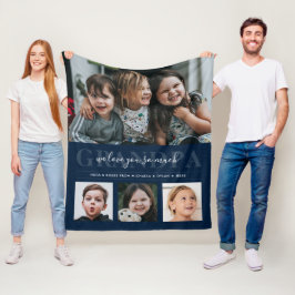 4-fotocollage en aangepaste tekst opa/gramma/ander fleece deken