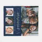 4-fotocollage en aangepaste tekst opa/gramma/ander fleece deken (Voorkant (Horizontaal))