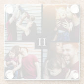 4-Fotocollage en -monogram Glazen Onderzetter (Achterkant)