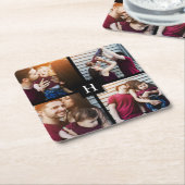 4-Fotocollage en -monogram Kartonnen Onderzetters (Schuin)