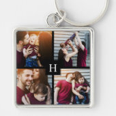 4-Fotocollage en -monogram Sleutelhanger (Voorkant)
