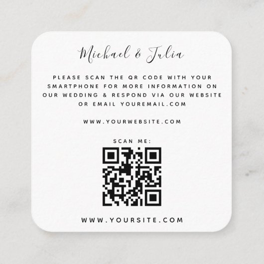 4 Fotocollage fotografie bruiloft RSVP QR Code Informatiekaartje (Achterkant)