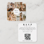 4 Fotocollage fotografie bruiloft RSVP QR Code Informatiekaartje (Voorkant / Achterkant)