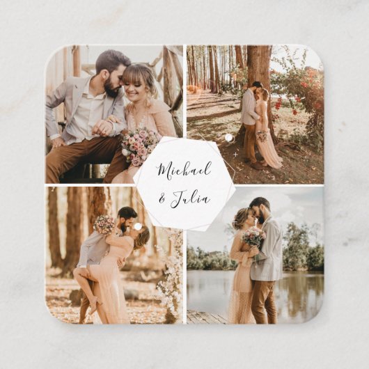 4 Fotocollage fotografie bruiloft RSVP QR Code Informatiekaartje (Voorkant)