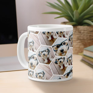 4 Fotocollage - funky hexagon patroon Grote Koffiekop