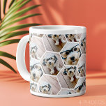 4 Fotocollage - funky hexagon patroon Grote Koffiekop<br><div class="desc">De vierkante foto's werken het best met deze sjabloon. Voeg je favoriete afbeeldingen toe aan deze leuke sjabloon. U kunt vierkante foto's of om het even welke foto's voor dit net gebruiken.</div>