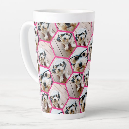 4 Fotocollage - funky hexagon patroon Latte Mok (Linkerhoek)