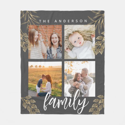 4 Fotocollage grid script Fleece Blanket (Voorkant)