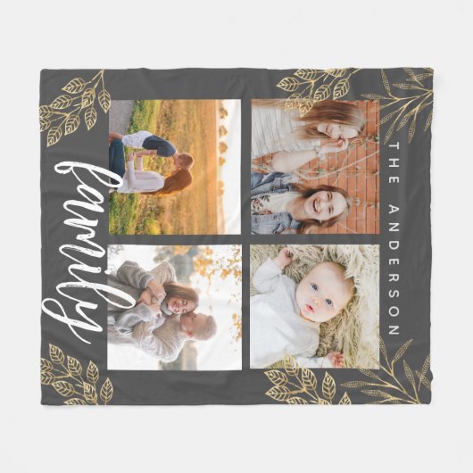 4 Fotocollage grid script Fleece Blanket (Voorkant (Horizontaal))