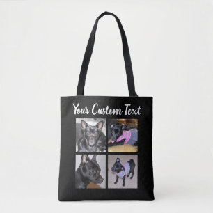4 Fotocollage Hond Black Canvas tas