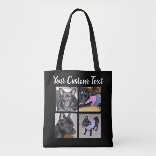 4 Fotocollage | Hond Black Canvas tas (Voorkant)