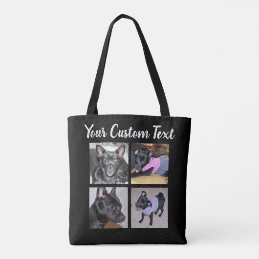 4 Fotocollage | Hond Black Canvas tas (Achterkant)