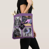 4 Fotocollage | Hond Initiaal Paars Tote Bag (Dichtbij)