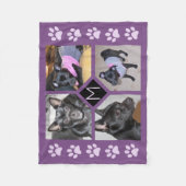 4 Fotocollage | Hond Initiaal Paarse pokken Fleece Deken (Voorkant)