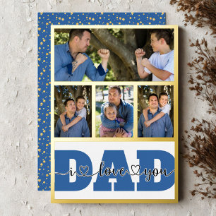 4 Fotocollage "I Love You Dad" Quote Gold Folie Feestdagenkaart