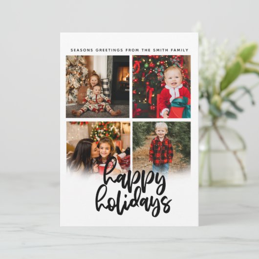 4 fotocollage kerstvakantie flatcard (Staand voorkant)