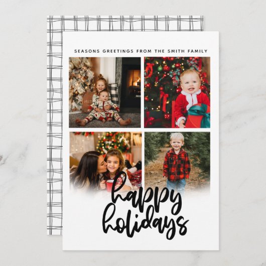 4 fotocollage kerstvakantie flatcard (Voorkant / Achterkant)