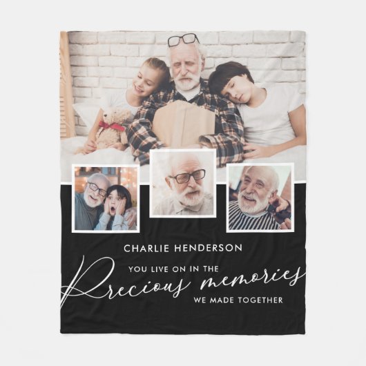 4-fotocollage kostbare herinneringen herdenkingsee fleece deken (Voorkant)