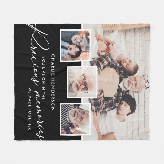 4-fotocollage kostbare herinneringen herdenkingsee fleece deken (Voorkant (Horizontaal))