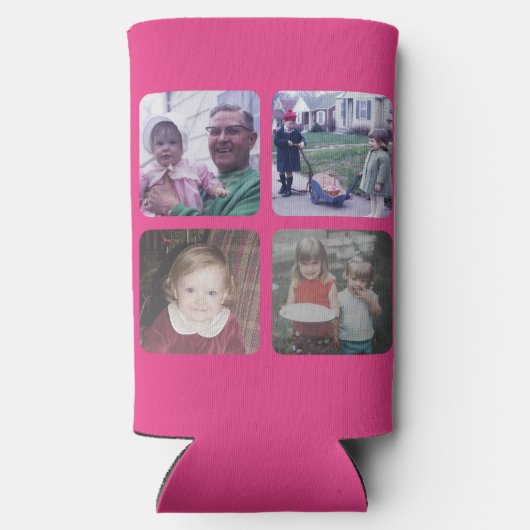 4 Fotocollage met - Het is een meisje Whimsical Pi Seltzer Blikjeskoeler (Achterkant)