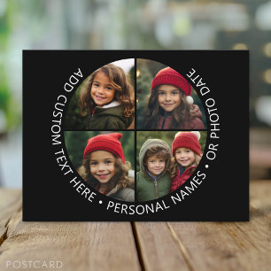 4 Fotocollage met kromming Aangepaste tekst Rond Briefkaart