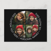 4 Fotocollage met kromming Aangepaste tekst Rond Briefkaart (Voorkant)