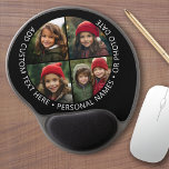4 Fotocollage met kromming Aangepaste tekst Rond Gel Muismat<br><div class="desc">Gebruik tot vier vierkante of selfie-telefoonfoto's om een uniek en persoonlijk cadeau te creëer. Voeg 4 foto's en tekst toe om een speciale aandenken te maken voor een vriend of een familie-evenement. De rand en achtergrond zijn zwart, maar kunnen worden gewijzigd in het geavanceerde ontwerpgebied. Gebruik je vierkante Instagram foto's...</div>