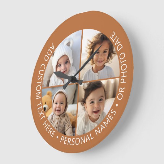 4 Fotocollage met kromming Aangepaste tekst Rond Grote Klok (Hoek)