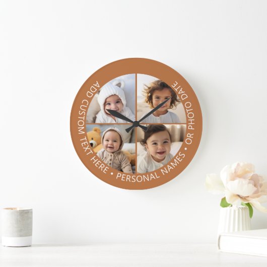 4 Fotocollage met kromming Aangepaste tekst Rond Grote Klok (Huis)