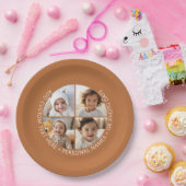 4 Fotocollage met kromming Aangepaste tekst Rond Papieren Bordje (Feest)