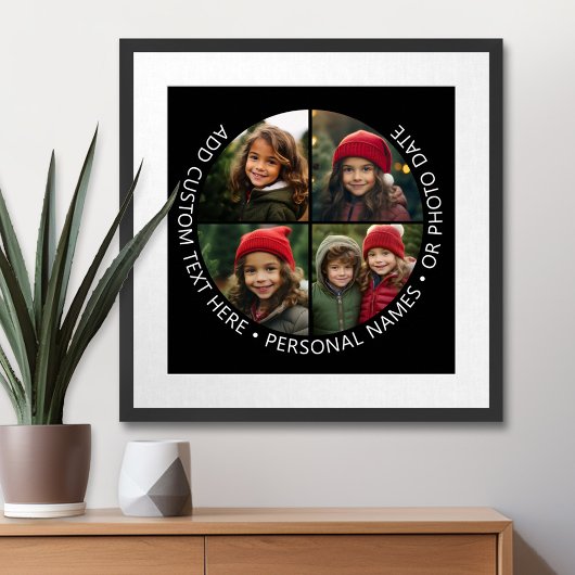 4 Fotocollage met kromming Aangepaste tekst Rond Poster