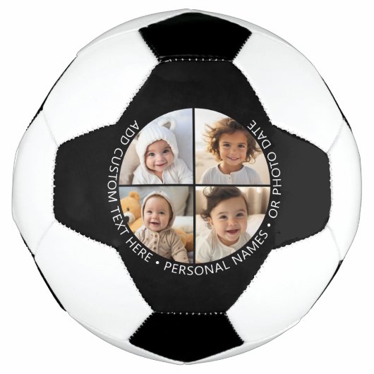 4 Fotocollage met kromming Aangepaste tekst Rond Voetbal (Voorkant)