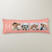 4 Fotocollage met Monogram Initiaal - Koraal Lichaamskussen (Achterkant)