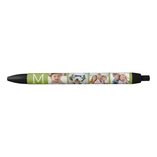 4 Fotocollage met Monogram Initiaal - Olijf Zwarte Inkt Pen (Voorkant)