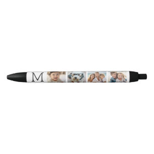 4 Fotocollage met Monogram Initiaal - Wit Zwarte Inkt Pen